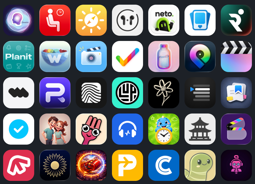 Wall of mobile app icons